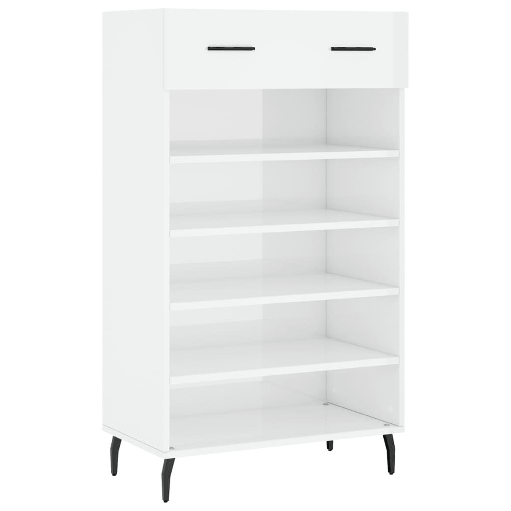 Armoire à chaussure Blanc brillant 60x35x105 cm Bois ingénierie