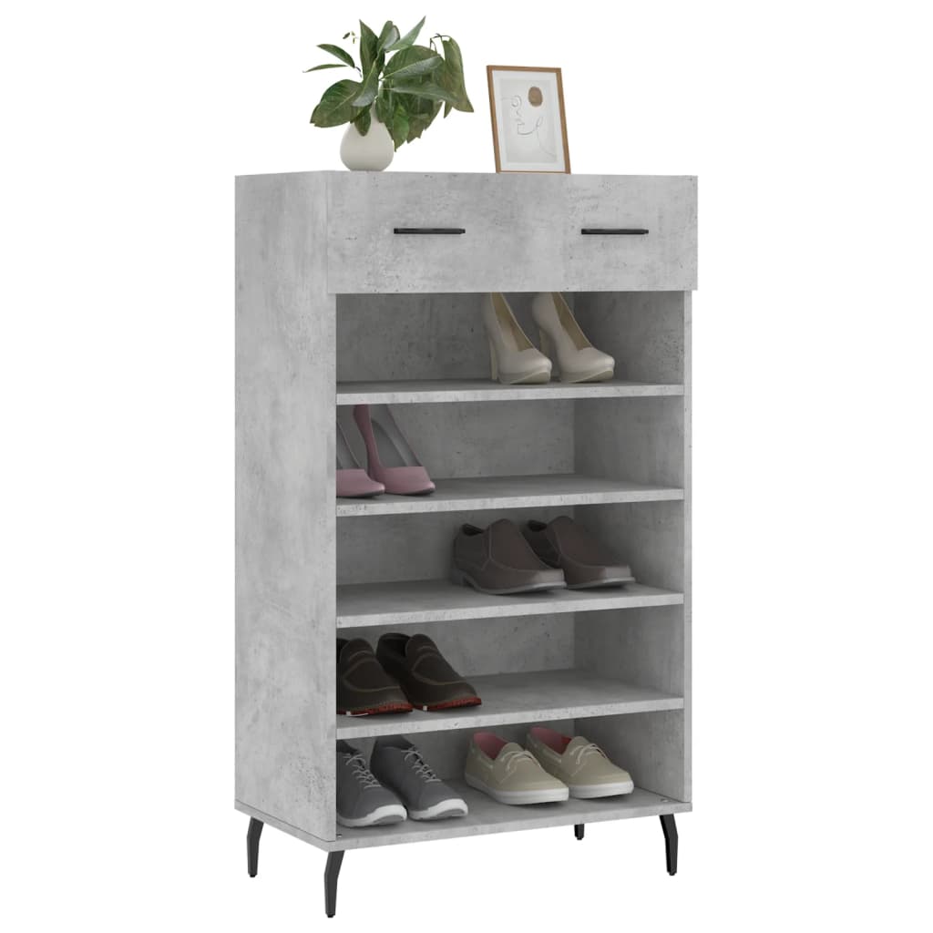 Armoire à chaussures gris béton 60x35x105 cm bois d'ingénierie