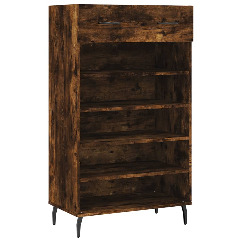 Armoire à chaussures chêne fumé 60x35x105 cm bois d'ingénierie