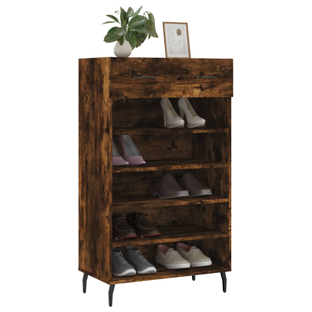 Armoire à chaussures chêne fumé 60x35x105 cm bois d'ingénierie