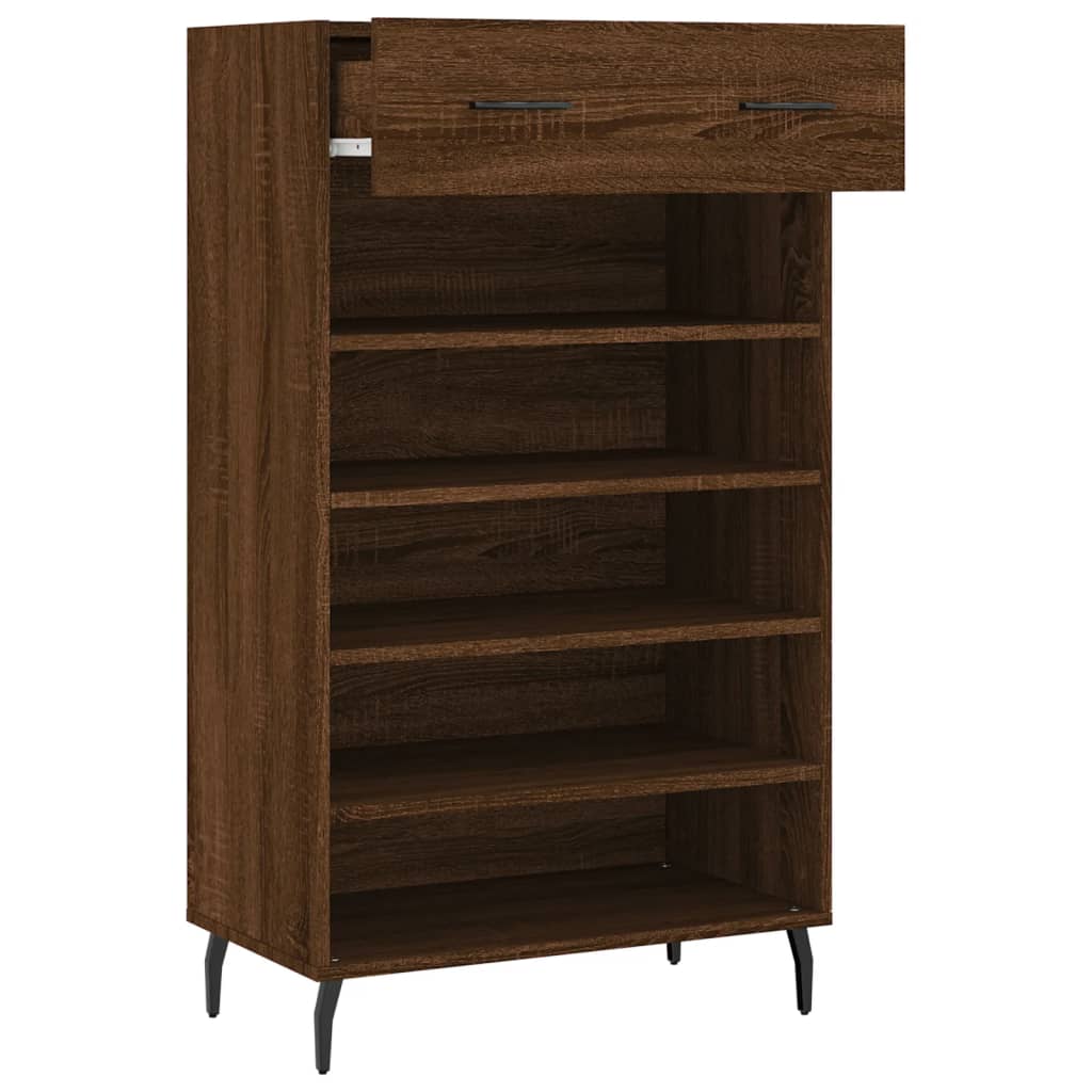 Armoire à chaussures chêne marron 60x35x105cm bois d'ingénierie