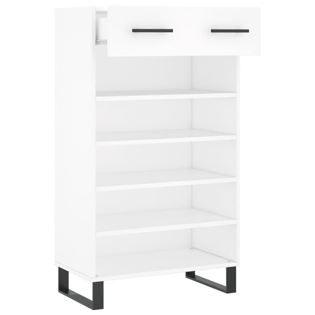 White shoe cabinet 60x35x105 cm engineered wood