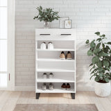 White shoe cabinet 60x35x105 cm engineered wood