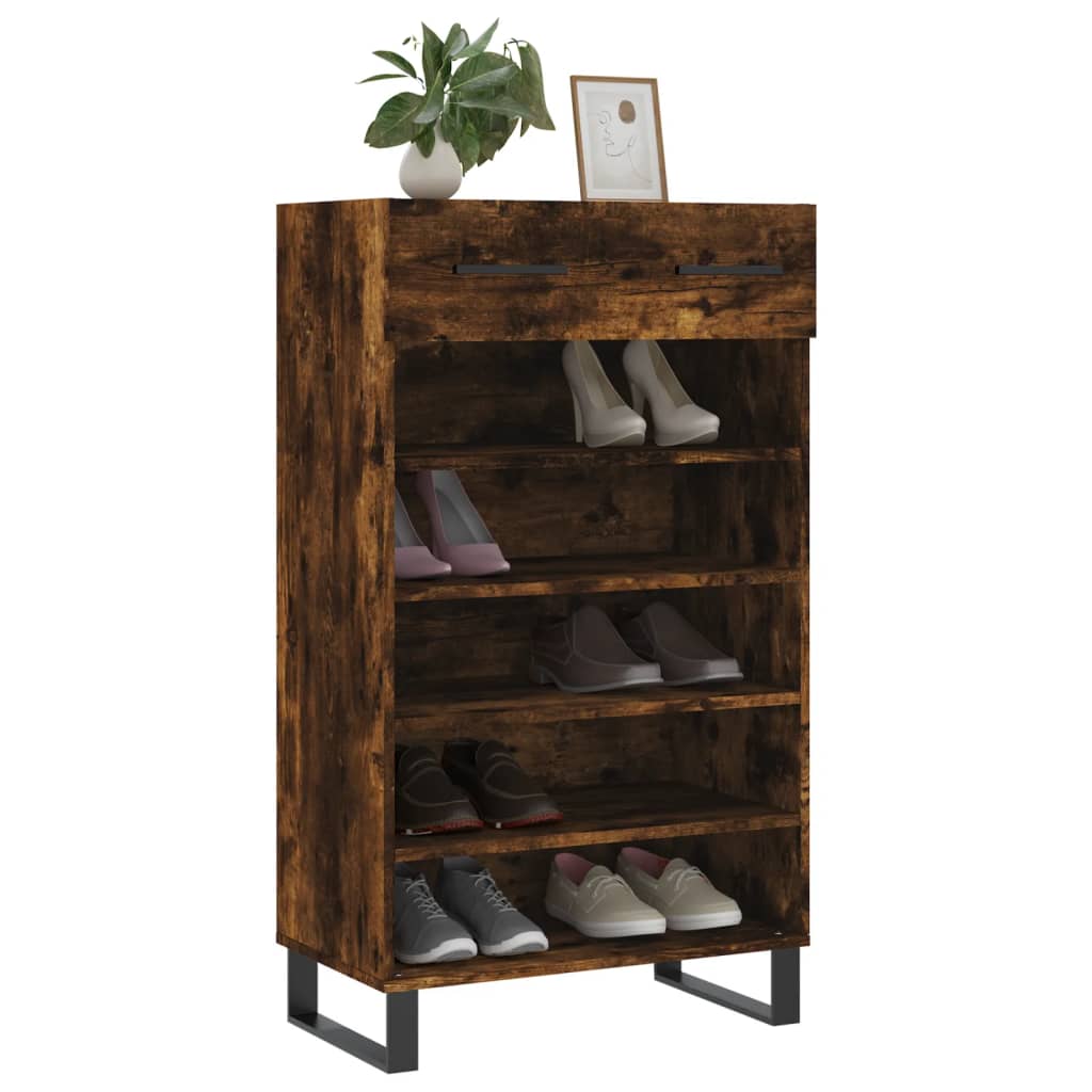 Armoire à chaussures chêne fumé 60x35x105 cm bois d'ingénierie