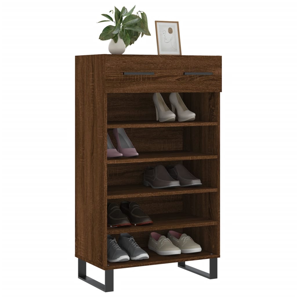 Armoire à chaussures chêne marron 60x35x105cm bois d'ingénierie