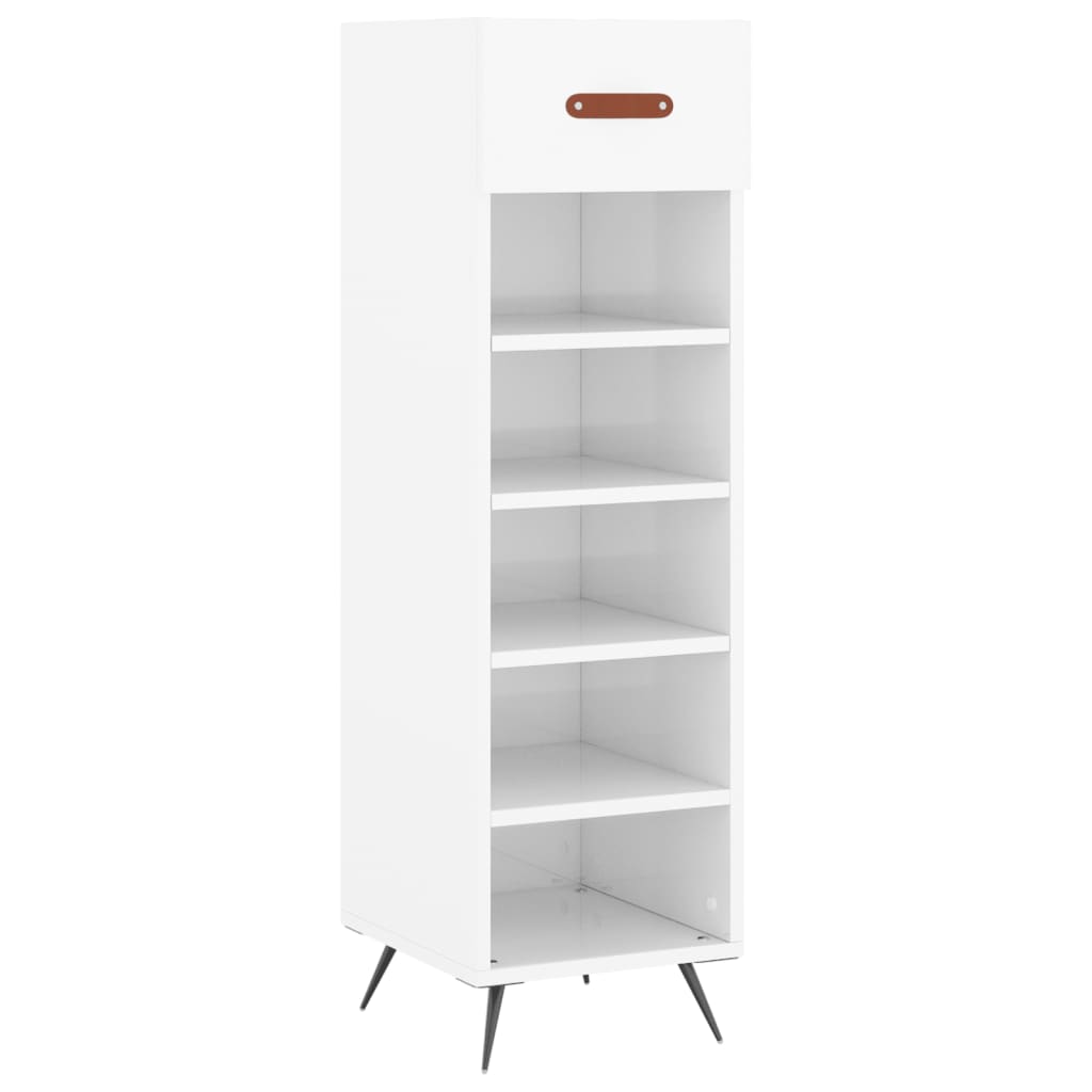 Armoire à chaussure Blanc brillant 30x35x105 cm Bois ingénierie