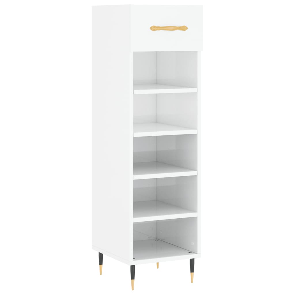 Armoire à chaussure Blanc brillant 30x35x105 cm Bois ingénierie