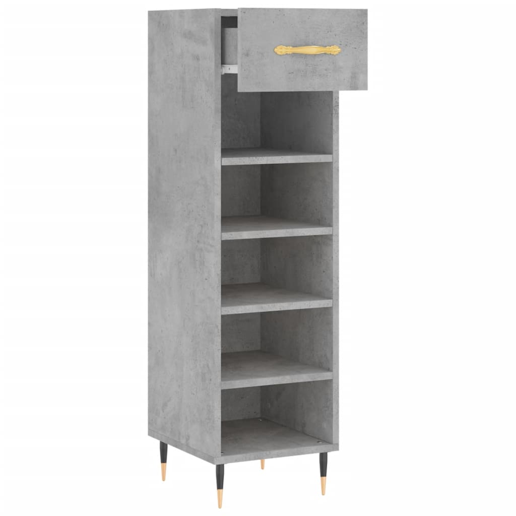 Armoire à chaussures gris béton 30x35x105 cm bois d'ingénierie