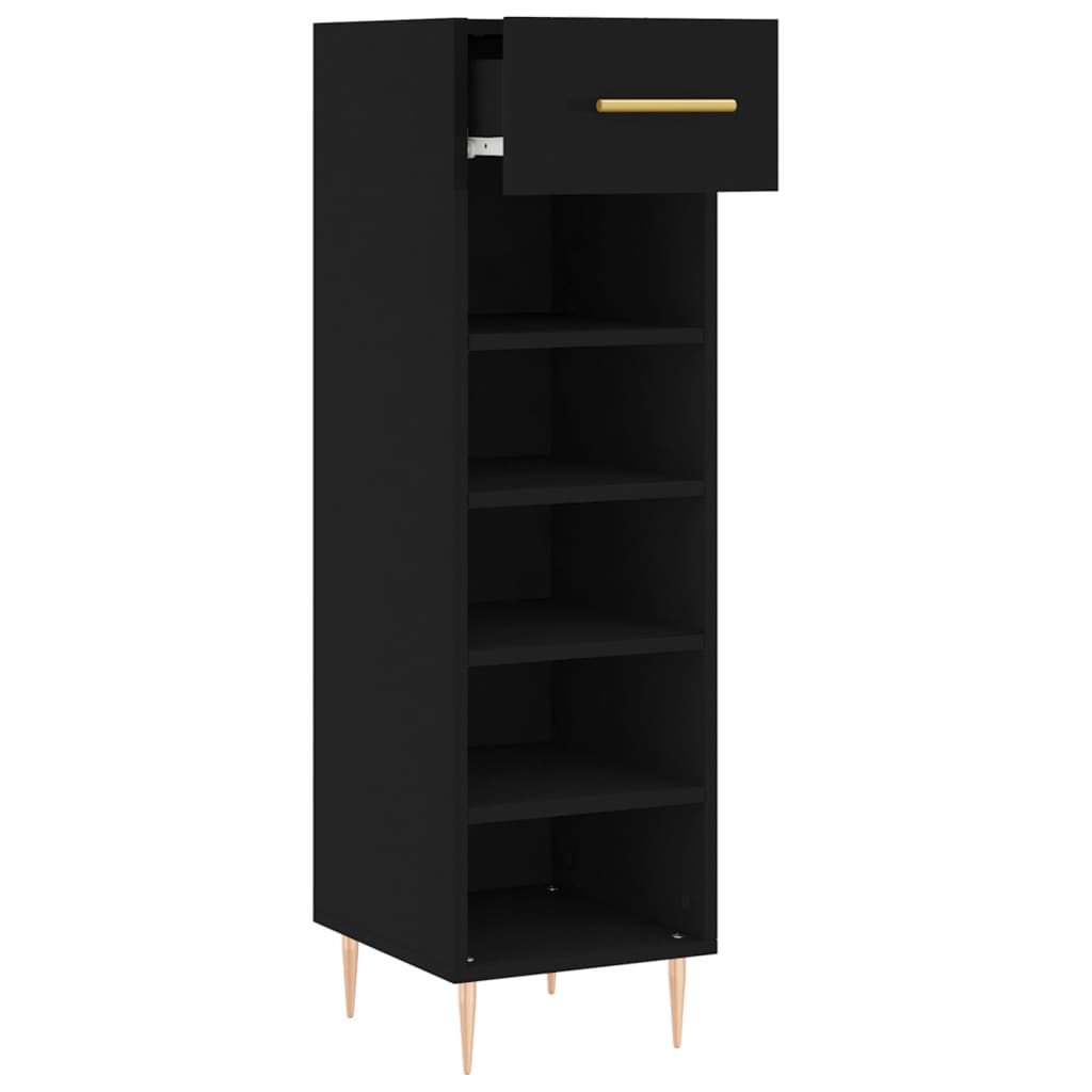 Armoire à chaussures noir 30x35x105 cm bois d'ingénierie