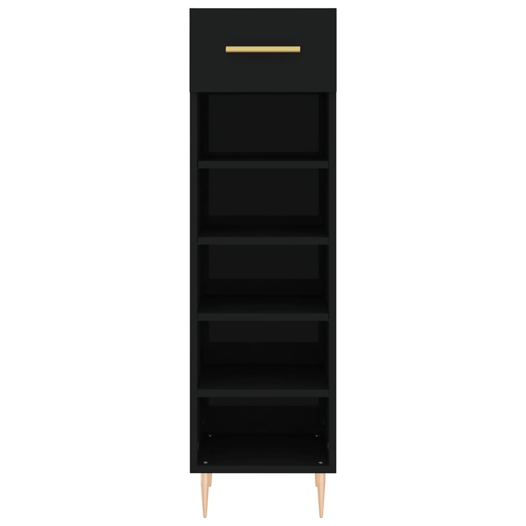 Armoire à chaussures noir 30x35x105 cm bois d'ingénierie