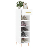 Armoire à chaussure Blanc brillant 30x35x105 cm Bois ingénierie