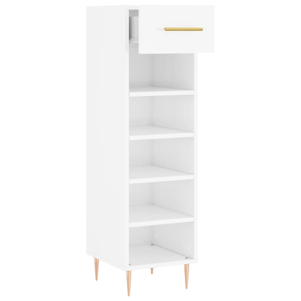 Armoire à chaussure Blanc brillant 30x35x105 cm Bois ingénierie