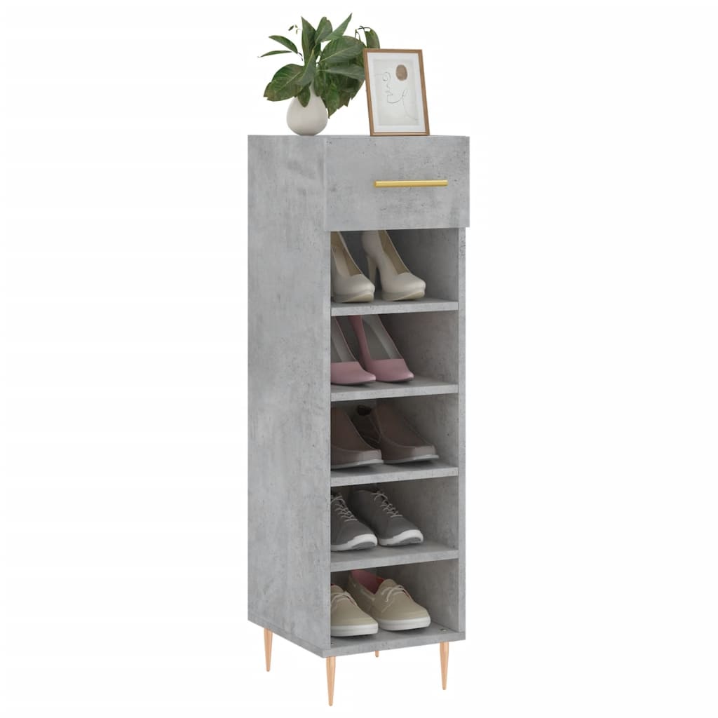 Armoire à chaussures gris béton 30x35x105 cm bois d'ingénierie