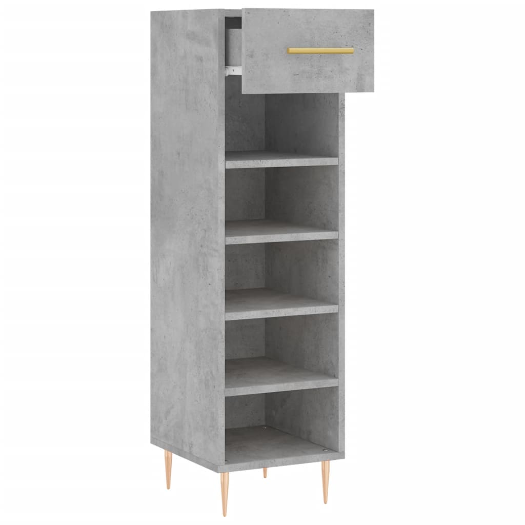 Armoire à chaussures gris béton 30x35x105 cm bois d'ingénierie