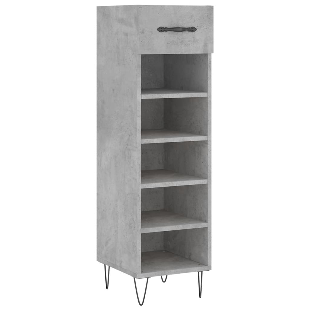 Armoire à chaussures gris béton 30x35x105 cm bois d'ingénierie