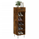 Shoe cabinet smoked oak 30x35x105 cm engineered wood