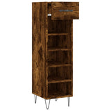 Shoe cabinet smoked oak 30x35x105 cm engineered wood