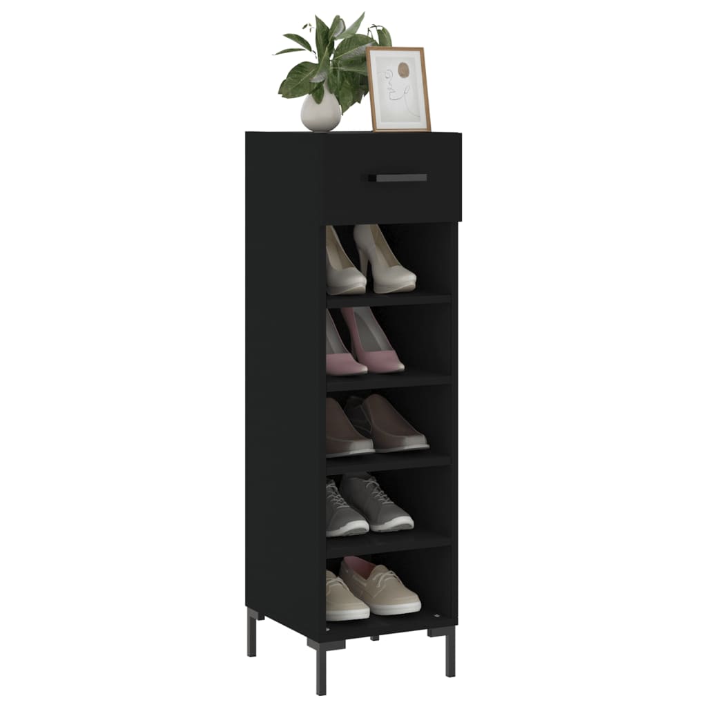 Armoire à chaussures noir 30x35x105 cm bois d'ingénierie