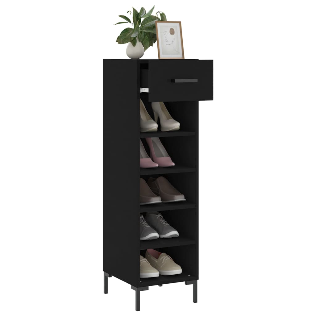 Armoire à chaussures noir 30x35x105 cm bois d'ingénierie