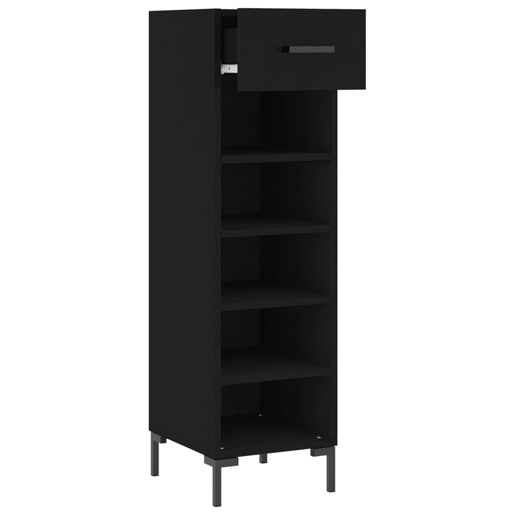 Armoire à chaussures noir 30x35x105 cm bois d'ingénierie