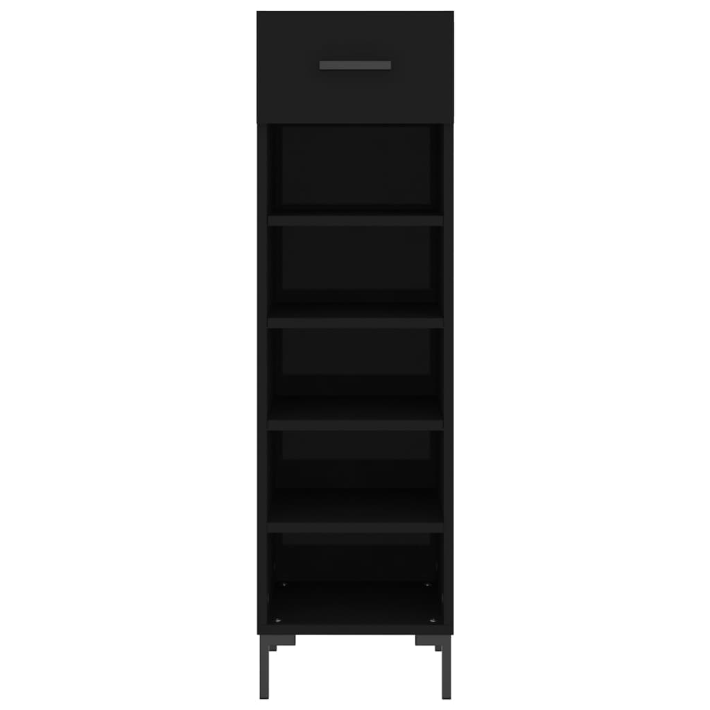 Armoire à chaussures noir 30x35x105 cm bois d'ingénierie