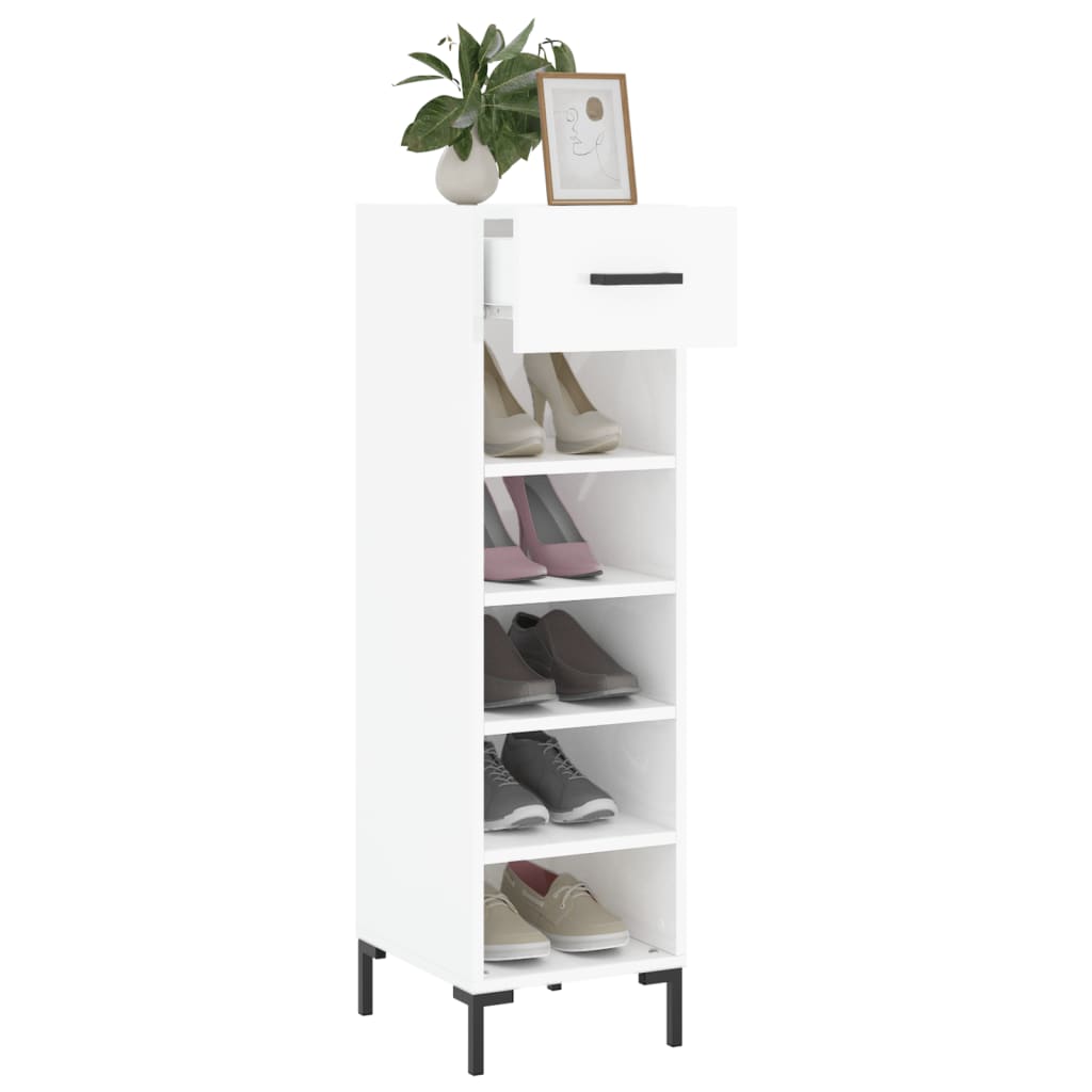 Armoire à chaussure Blanc brillant 30x35x105 cm Bois ingénierie