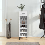 Shoe cabinet Glossy white 30x35x105 cm Engineered wood