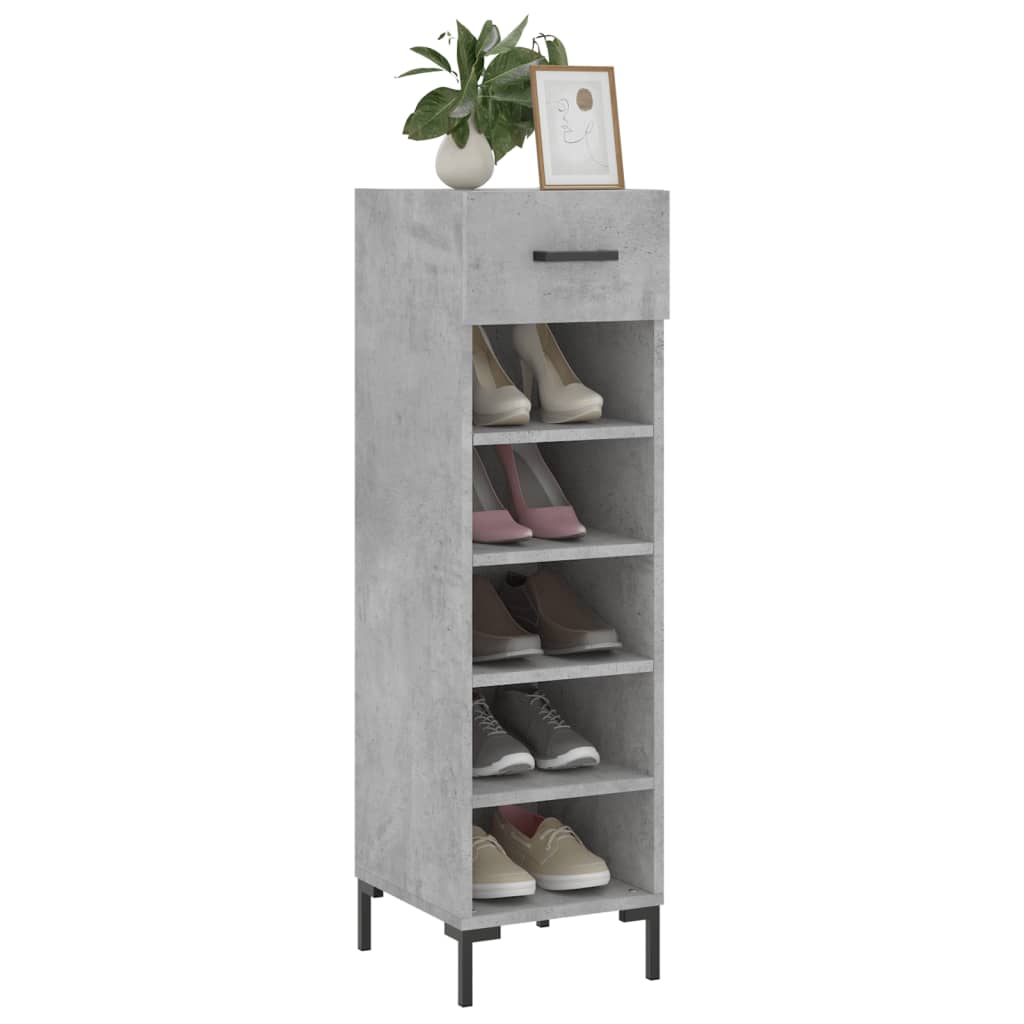 Armoire à chaussures gris béton 30x35x105 cm bois d'ingénierie