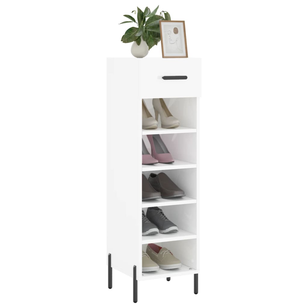 Armoire à chaussure Blanc brillant 30x35x105 cm Bois ingénierie