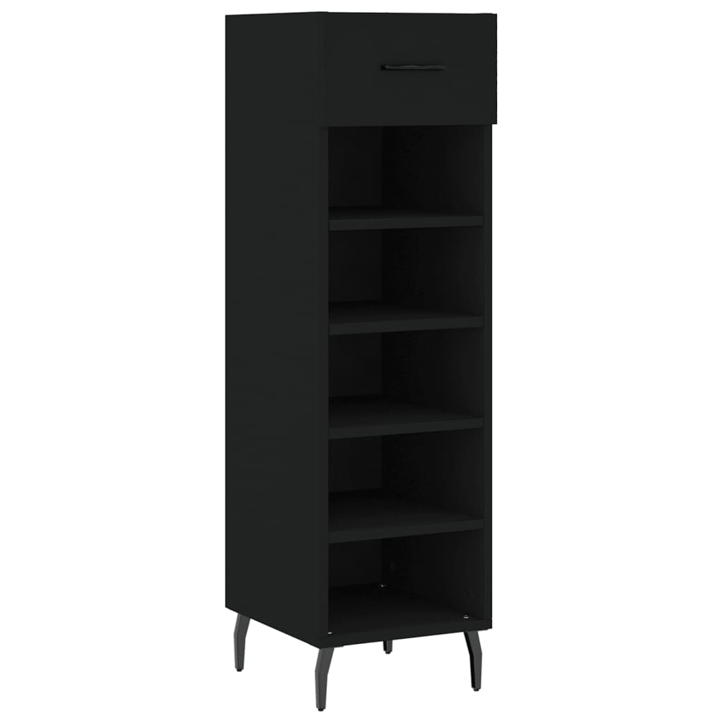 Armoire à chaussures noir 30x35x105 cm bois d'ingénierie