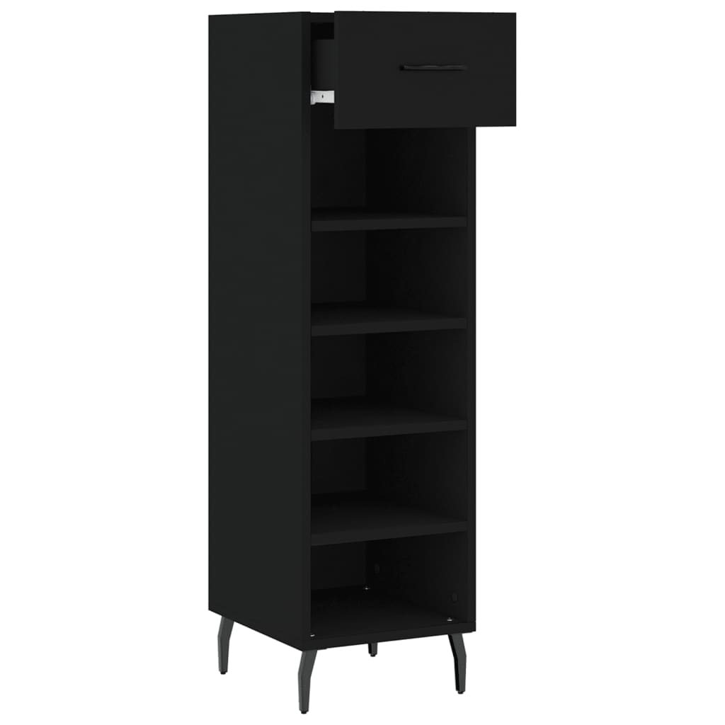 Armoire à chaussures noir 30x35x105 cm bois d'ingénierie