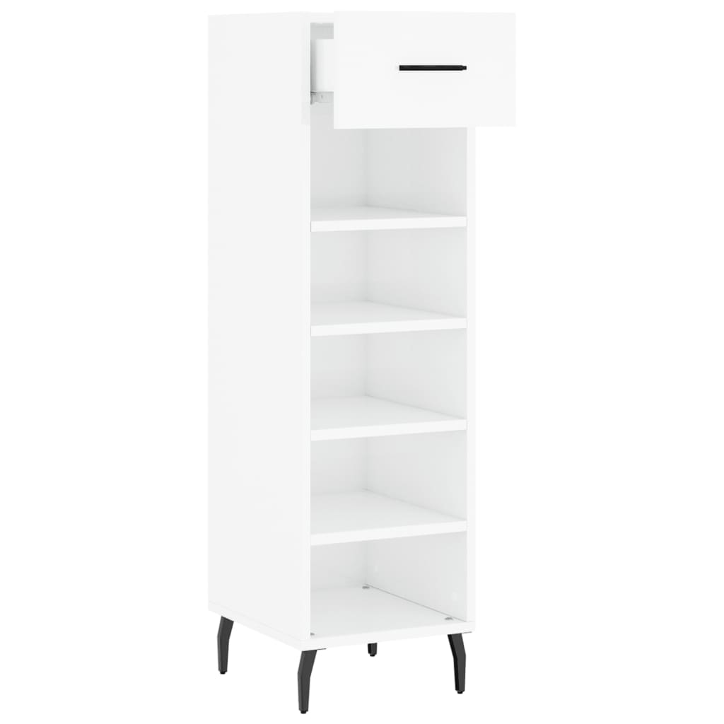 Armoire à chaussure Blanc brillant 30x35x105 cm Bois ingénierie