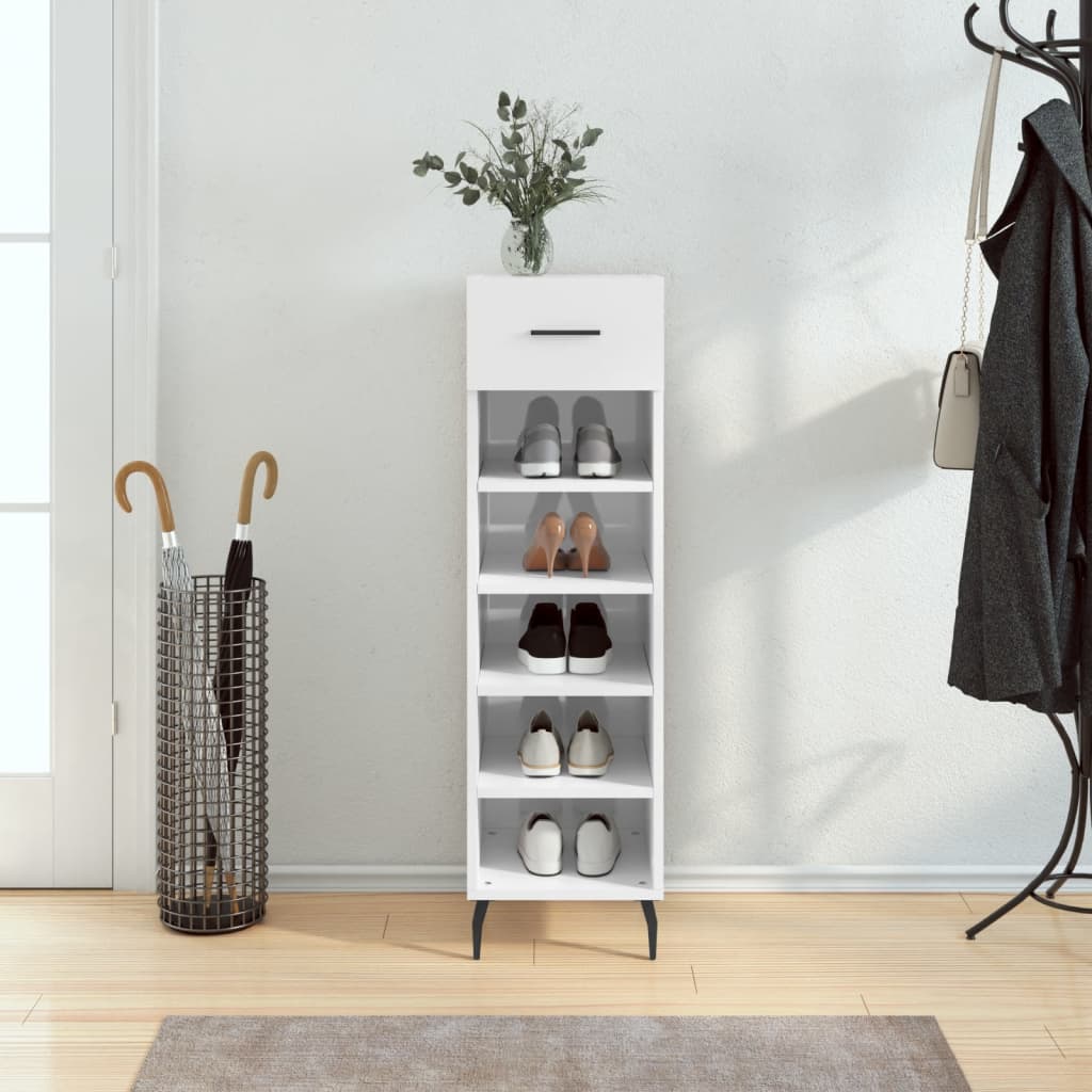 Shoe cabinet Glossy white 30x35x105 cm Engineered wood