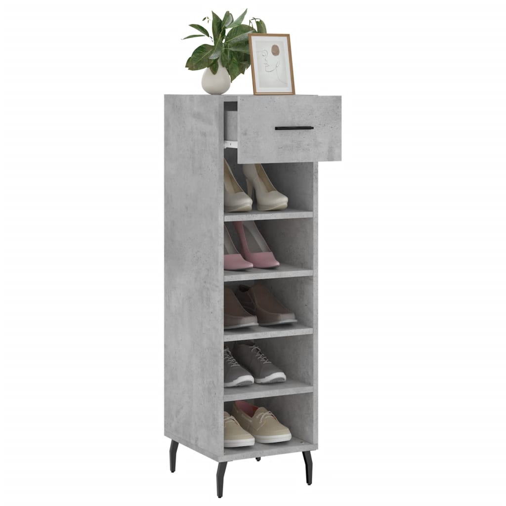 Armoire à chaussures gris béton 30x35x105 cm bois d'ingénierie