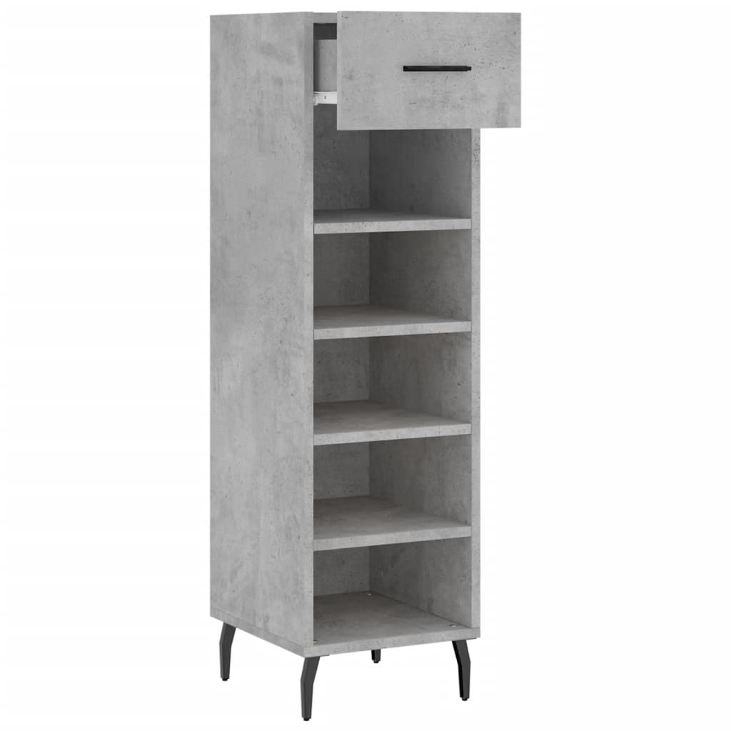 Armoire à chaussures gris béton 30x35x105 cm bois d'ingénierie