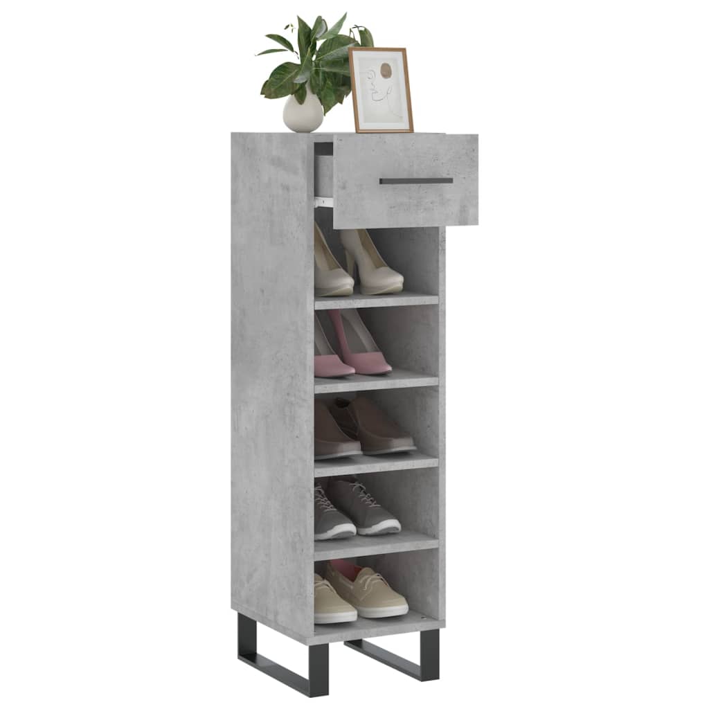 Armoire à chaussures gris béton 30x35x105 cm bois d'ingénierie