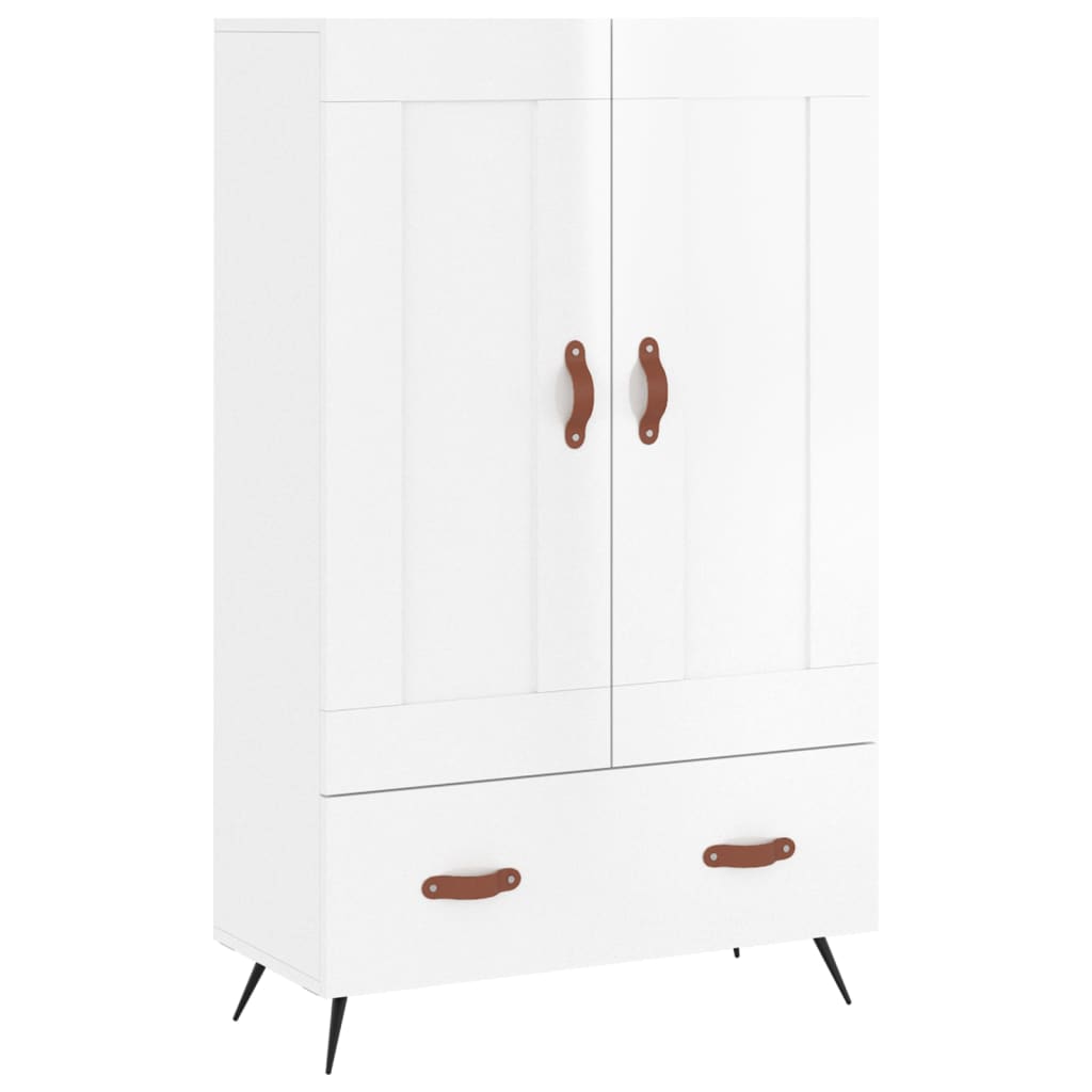 Buffet haut blanc brillant 69,5x31x115 cm bois d'ingénierie