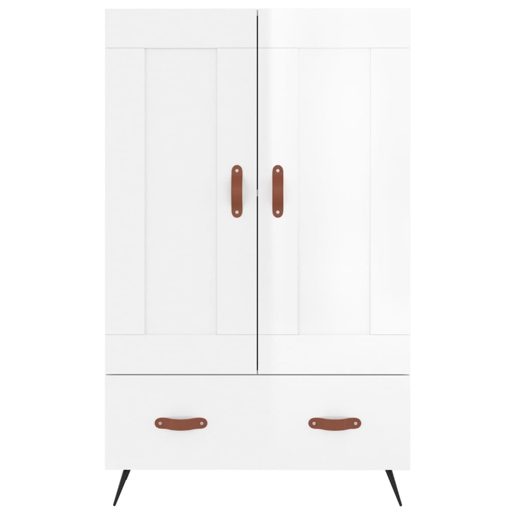 Buffet haut blanc brillant 69,5x31x115 cm bois d'ingénierie