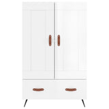 Buffet haut blanc brillant 69,5x31x115 cm bois d'ingénierie