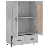 Buffet haut gris béton 69,5x31x115 cm bois d'ingénierie