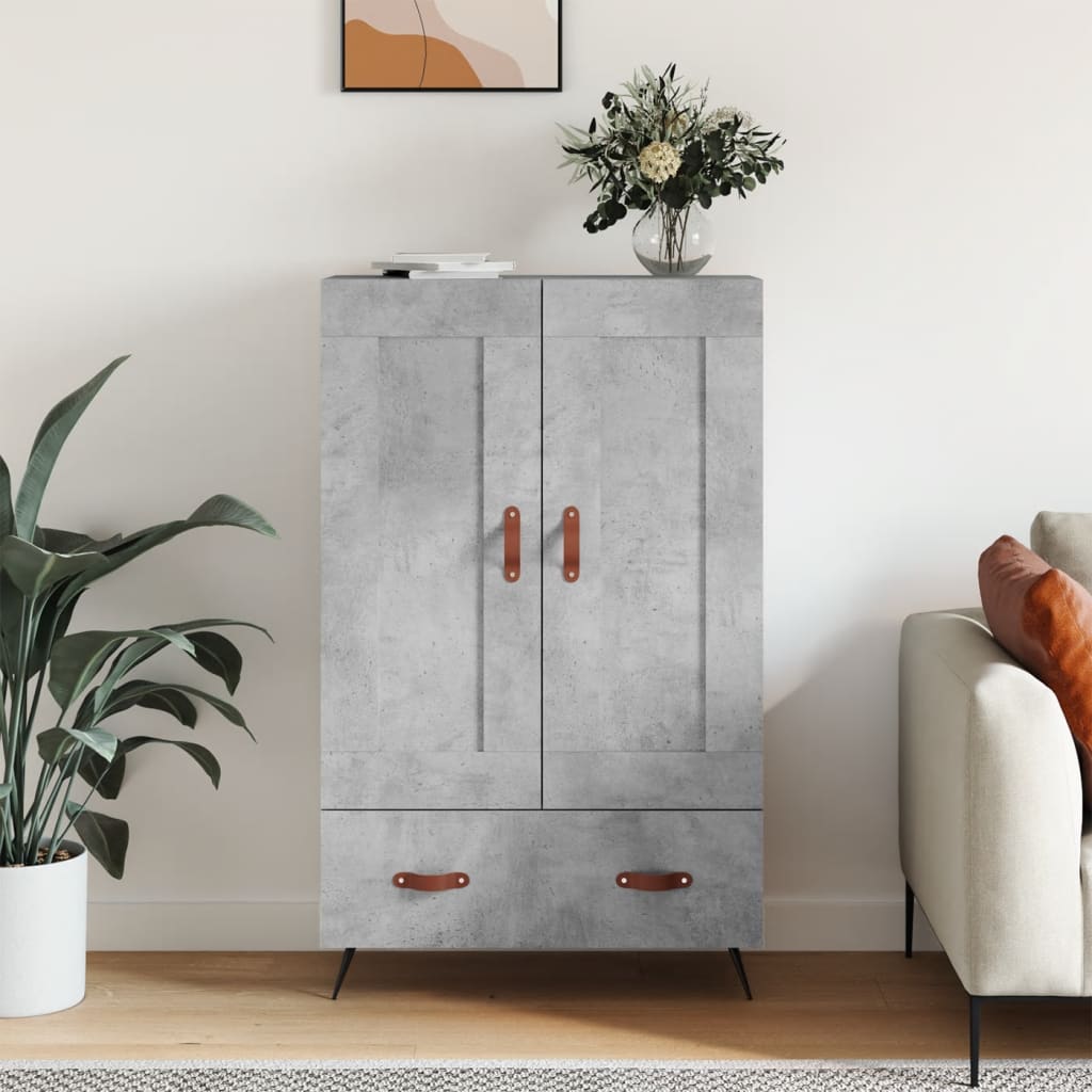 Concrete gray high sideboard 69.5x31x115 cm engineered wood