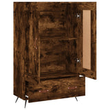 Buffet haut chêne fumé 69,5x31x115 cm bois d'ingénierie