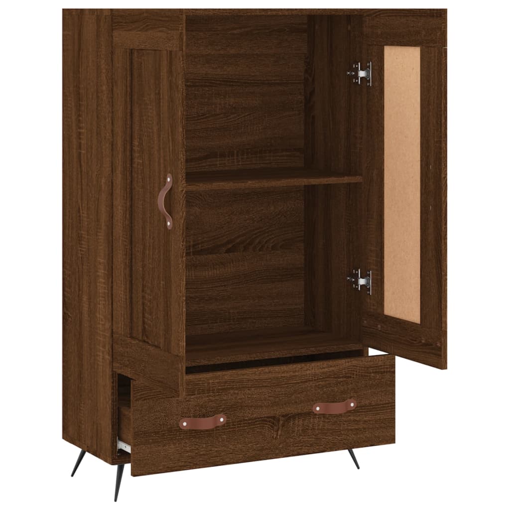 Buffet haut chêne marron 69,5x31x115 cm bois d'ingénierie