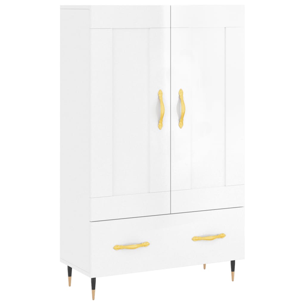 Buffet haut blanc brillant 69,5x31x115 cm bois d'ingénierie