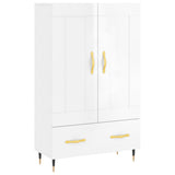 Buffet haut blanc brillant 69,5x31x115 cm bois d'ingénierie