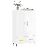 Buffet haut blanc brillant 69,5x31x115 cm bois d'ingénierie