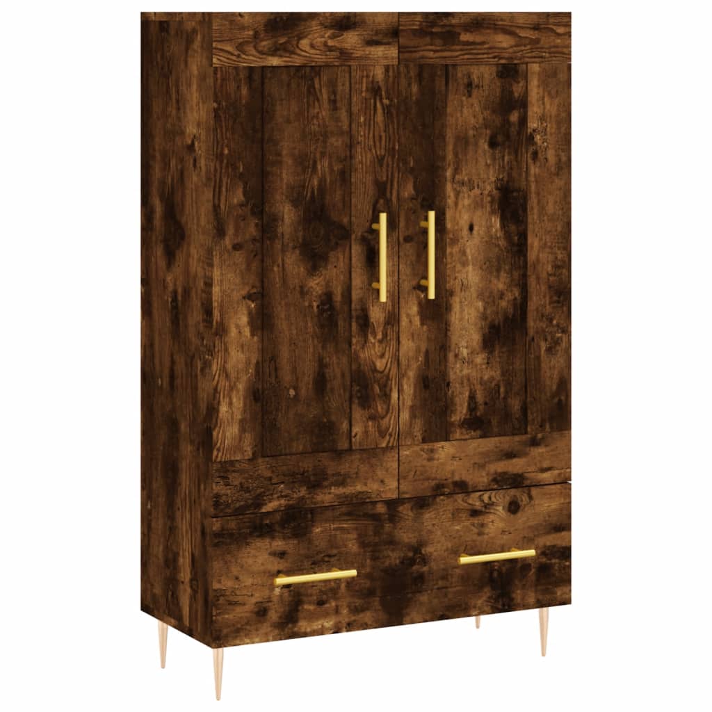 Buffet haut chêne fumé 69,5x31x115 cm bois d'ingénierie