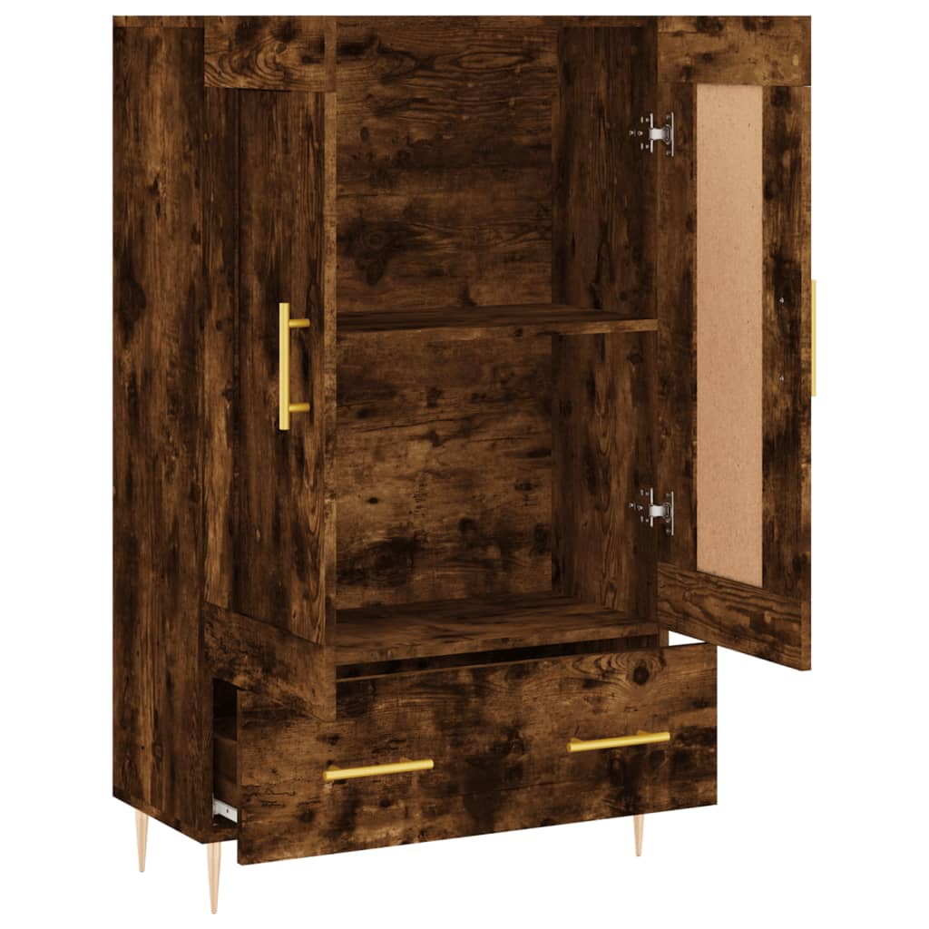 Buffet haut chêne fumé 69,5x31x115 cm bois d'ingénierie