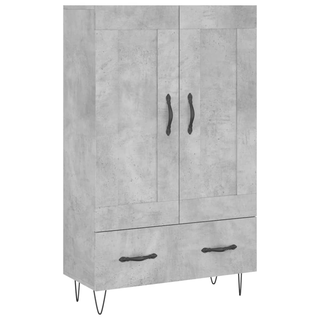 Betongraues hohes Sideboard 69,5 x 31 x 115 cm, Holzwerkstoff