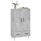 Betongraues hohes Sideboard 69,5 x 31 x 115 cm, Holzwerkstoff